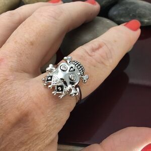 Skull Princess CZ Brass Rhodium Ring Size 7,9